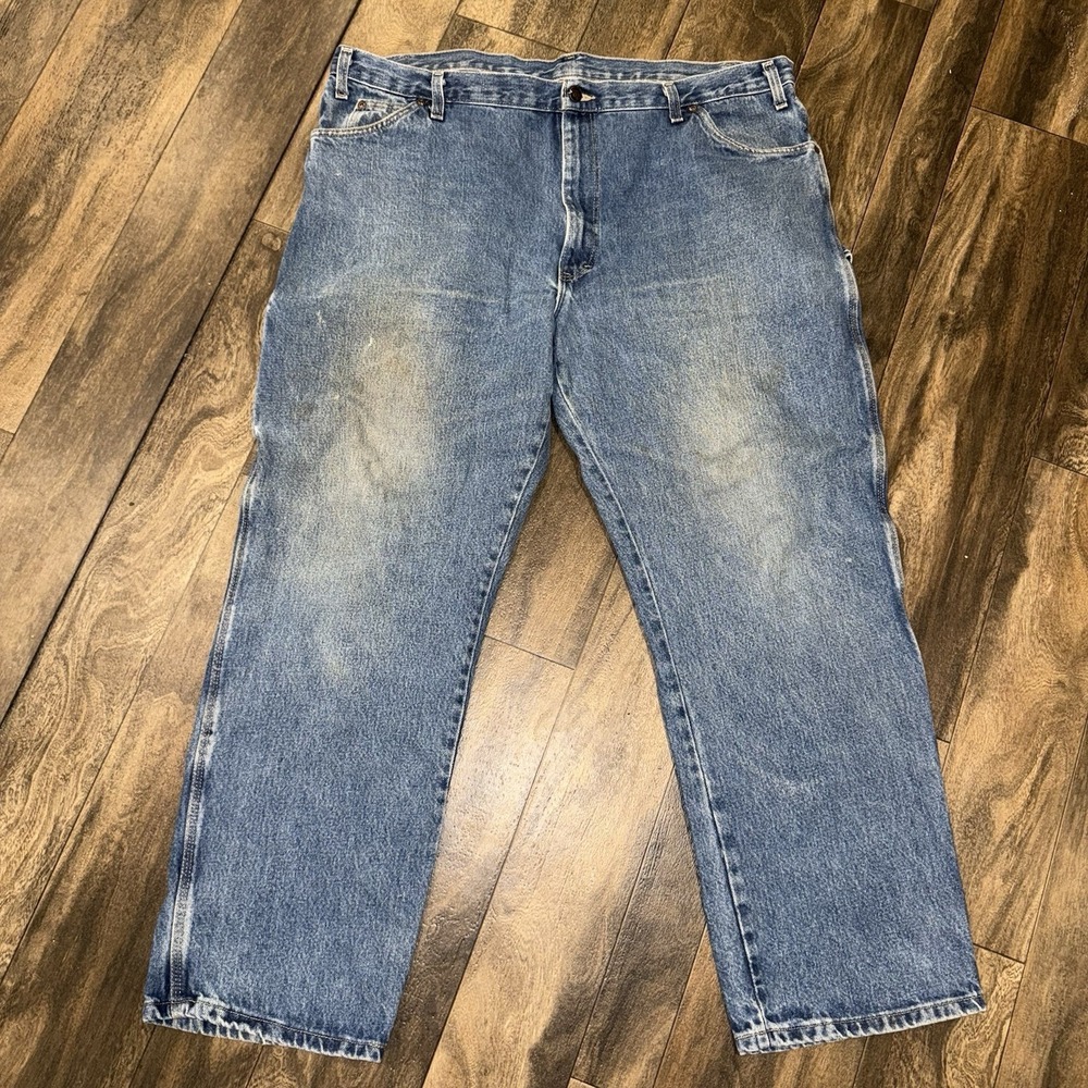 Dickies Men's Medium Wash Carpenter Denim Jeans Workwear Size 42x32